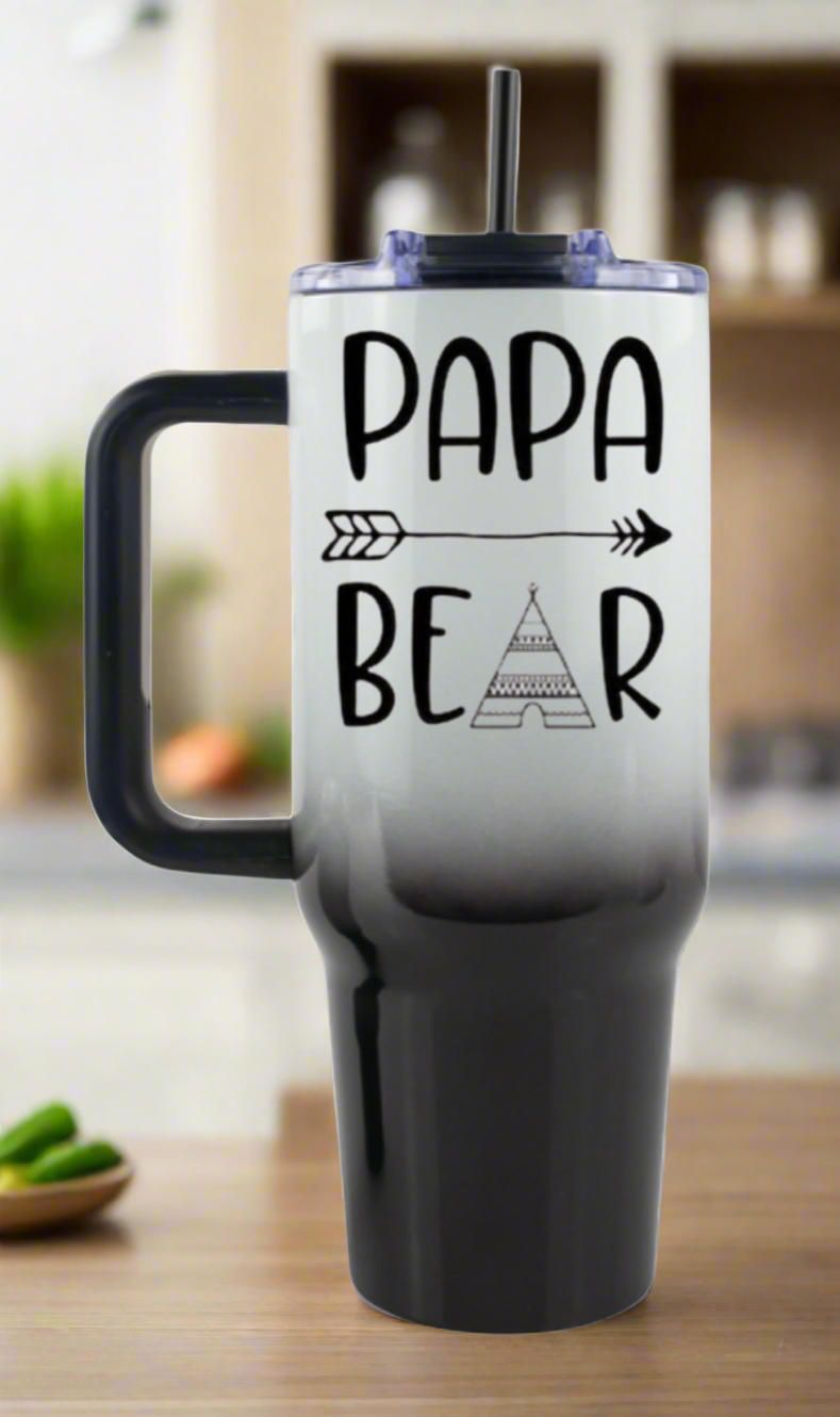 40 oz Papa Bear Black Ombre tumbler