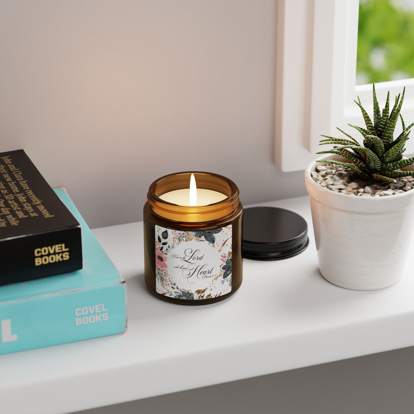 Scented Soy Candle - 'Lord of My Heart' - Amber Jar, Multi-Size