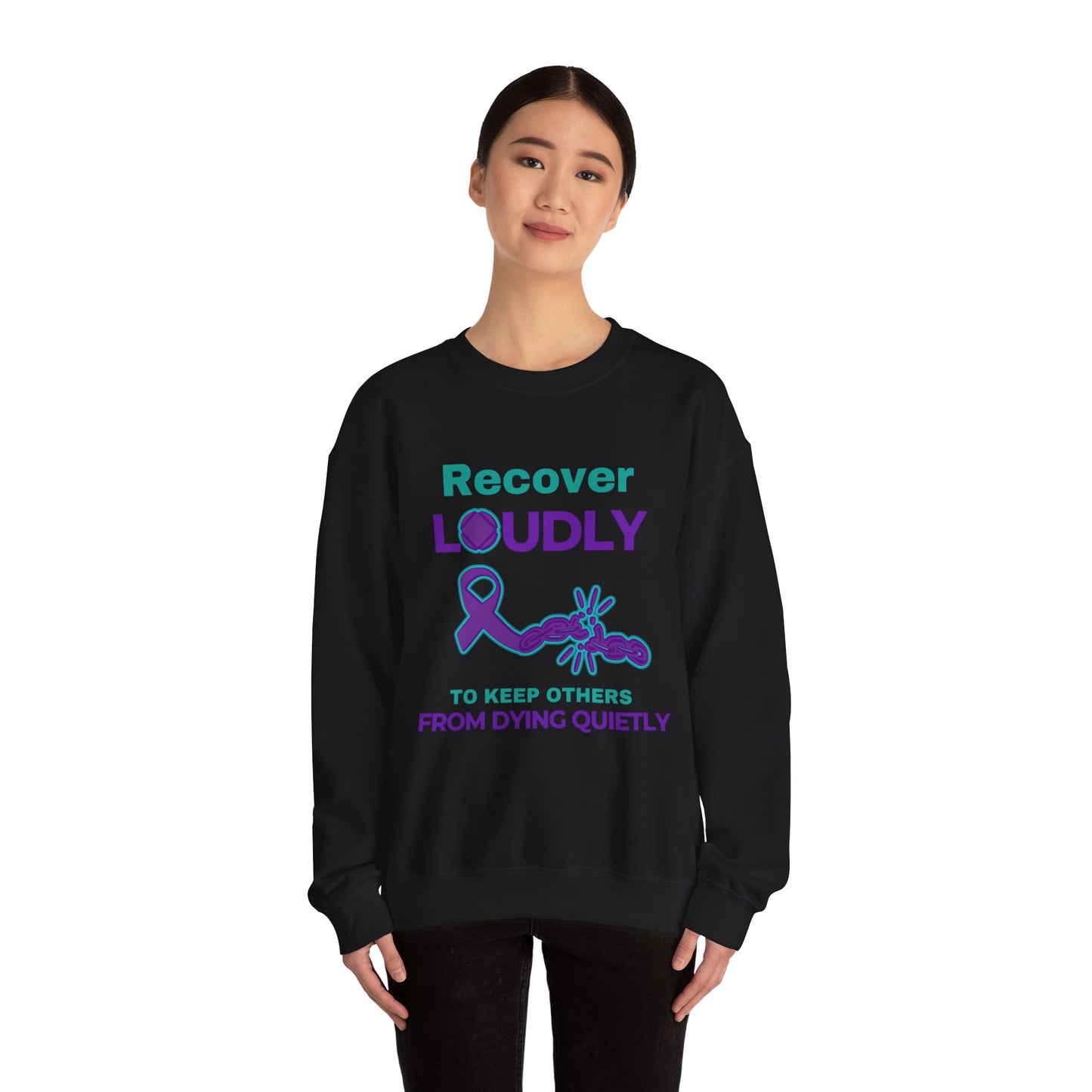 Recover Loudly, Unisex Heavy Blend™ Crewneck Sweatshirt