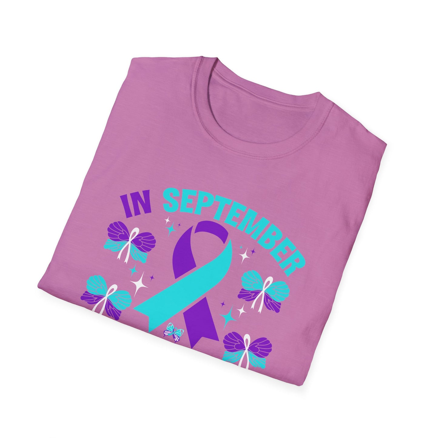 September Awareness Unisex T-Shirt - Teal & Purple Suicide Prevention Design, Support Mental Health