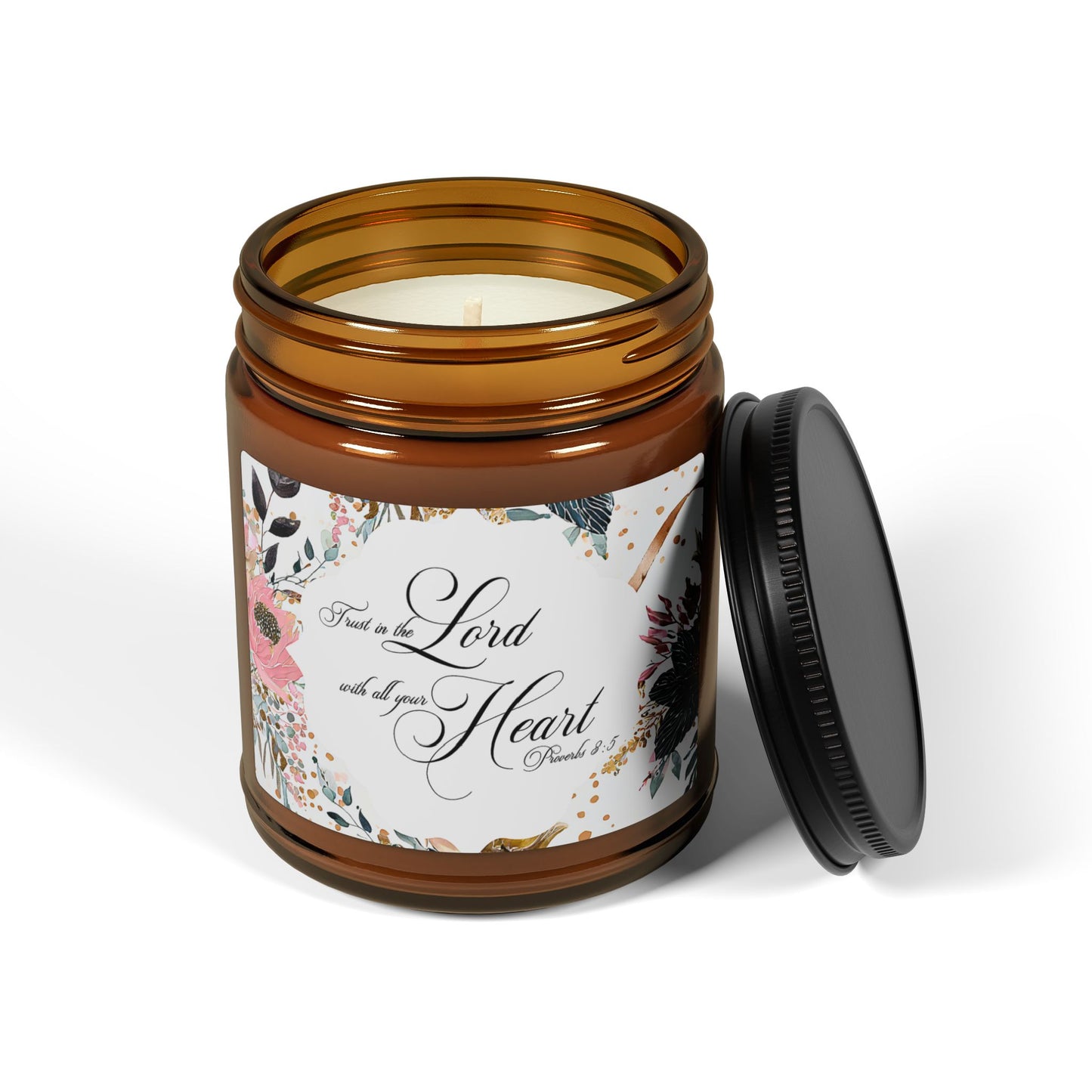 Scented Soy Candle - 'Lord of My Heart' - Amber Jar, Multi-Size