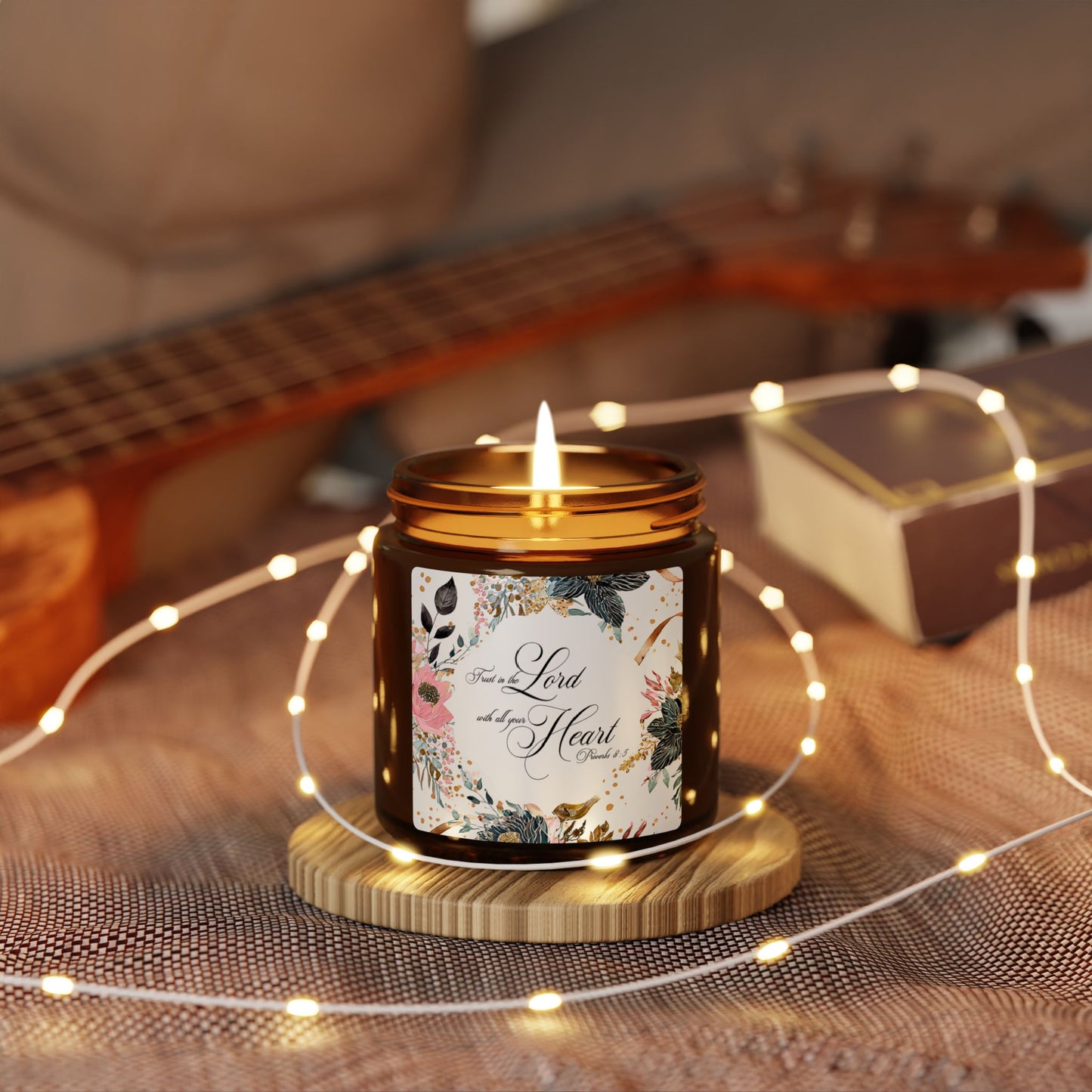 Scented Soy Candle - 'Lord of My Heart' - Amber Jar, Multi-Size