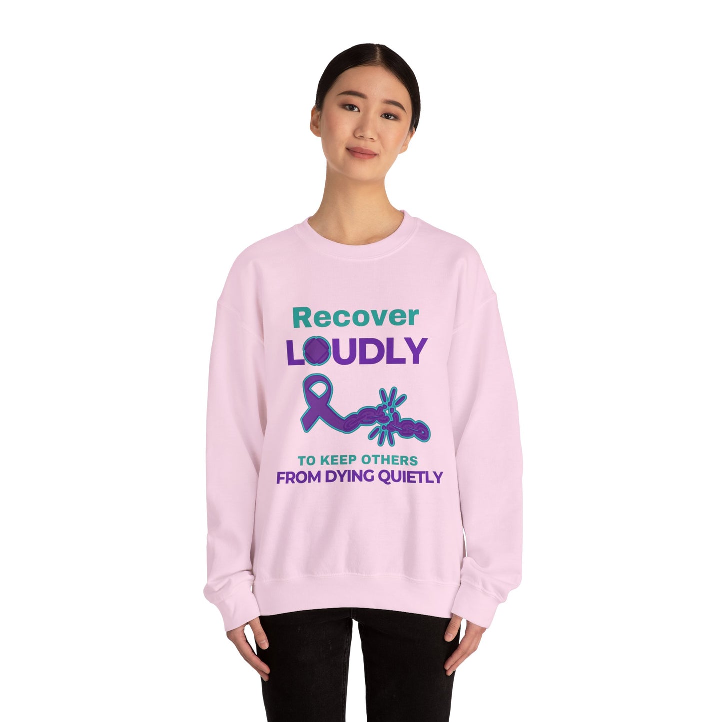 Recover Loudly, Unisex Heavy Blend™ Crewneck Sweatshirt