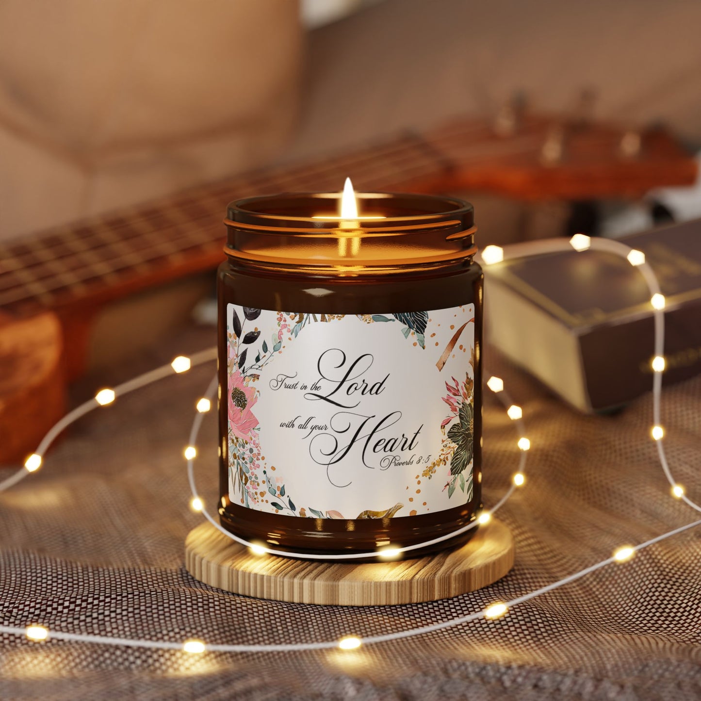 Scented Soy Candle - 'Lord of My Heart' - Amber Jar, Multi-Size