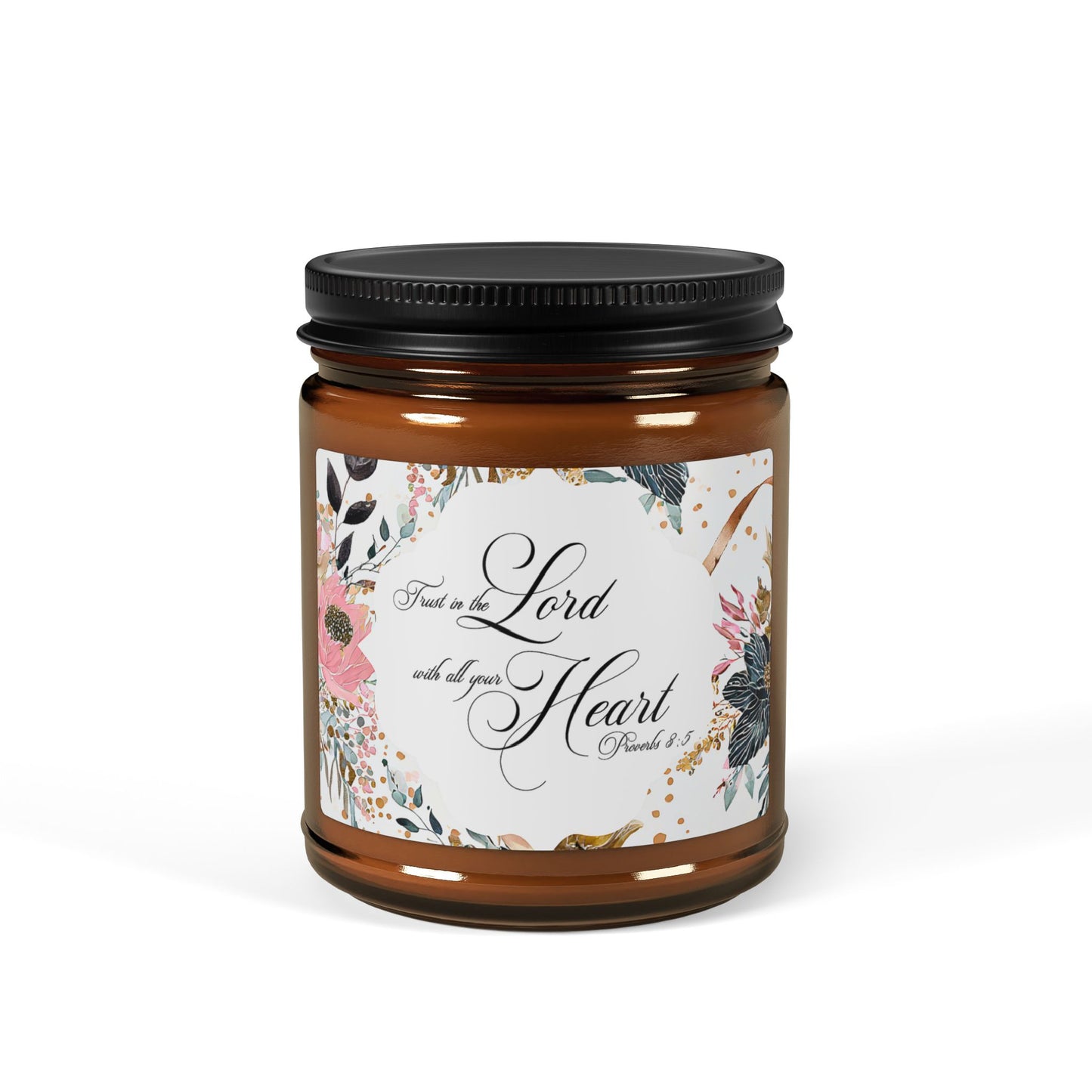 Scented Soy Candle - 'Lord of My Heart' - Amber Jar, Multi-Size