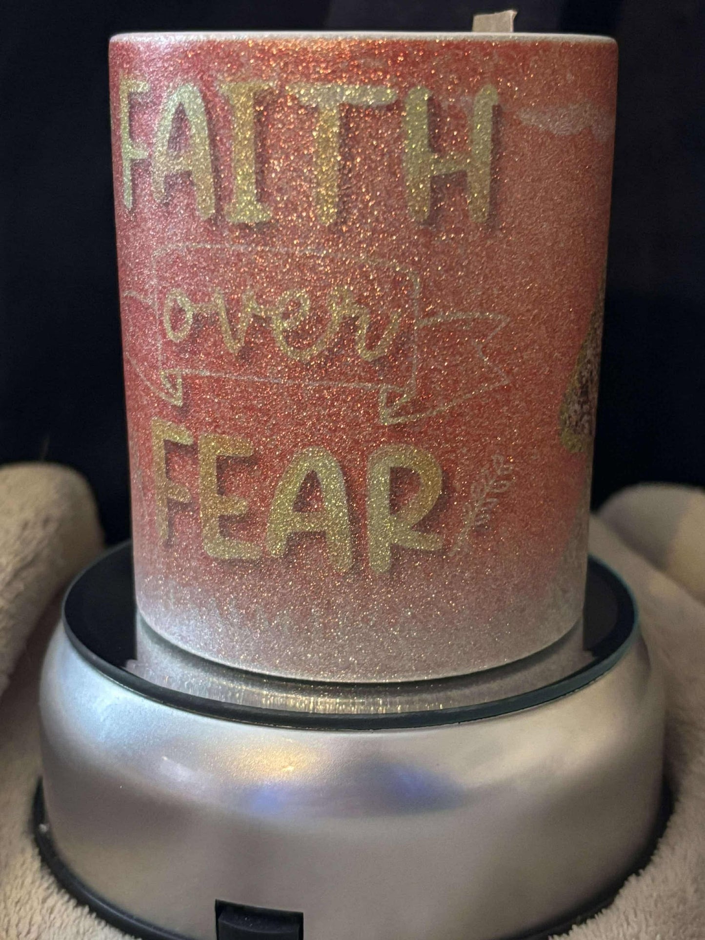 11 oz silver glitter coffee mug, Faith Over Fear