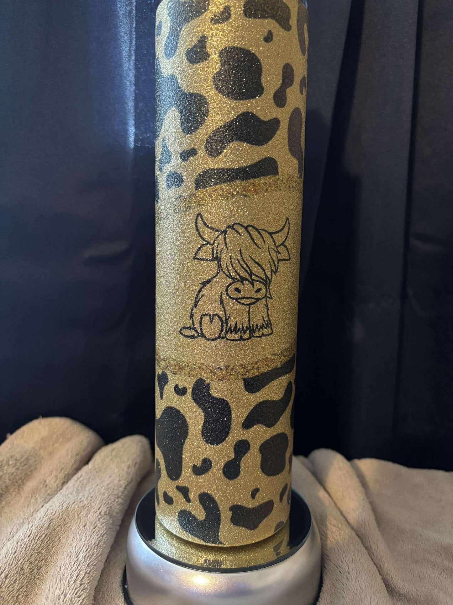 35 oz Gold Glitter Cow tumbler
