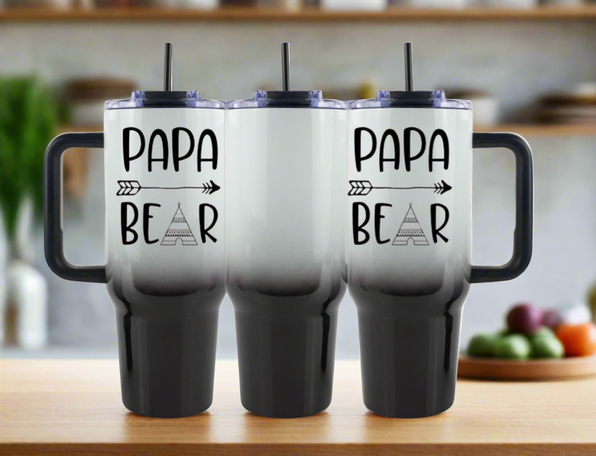 40 oz Papa Bear Black Ombre tumbler