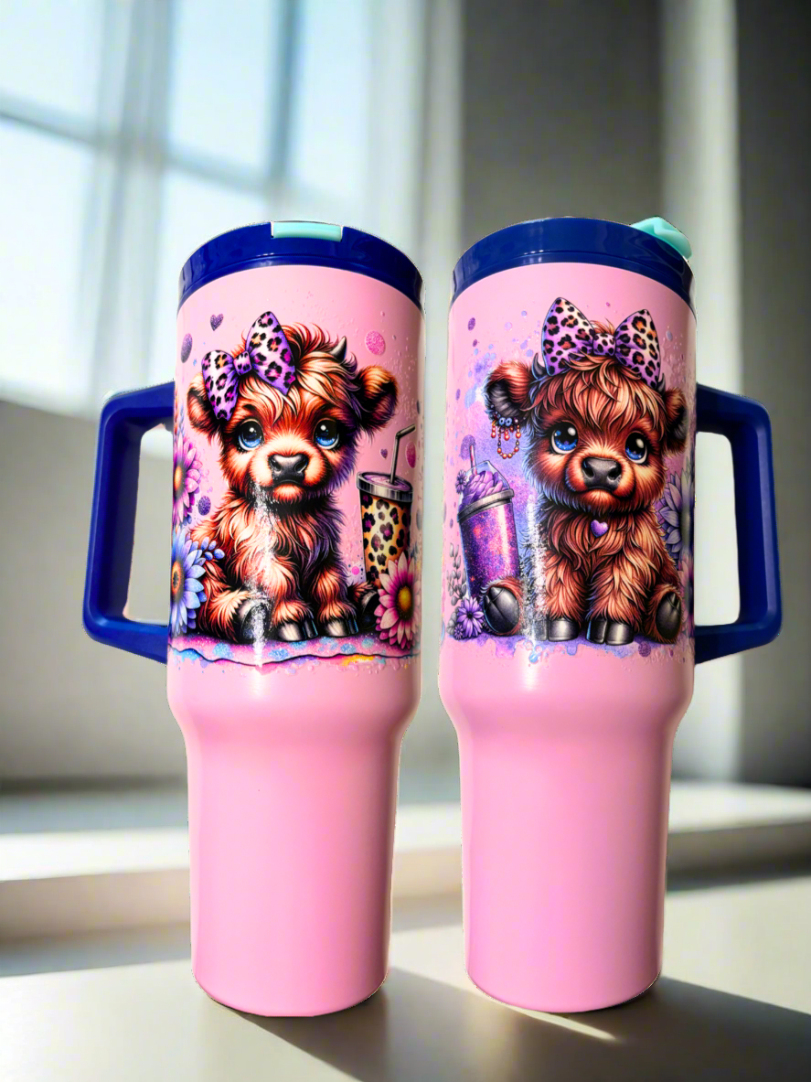40 oz Purple Baby Hiland Cow tumbler
