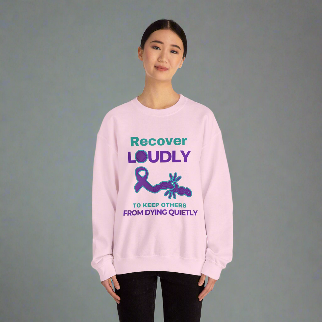 Recover Loudly, Unisex Heavy Blend™ Crewneck Sweatshirt