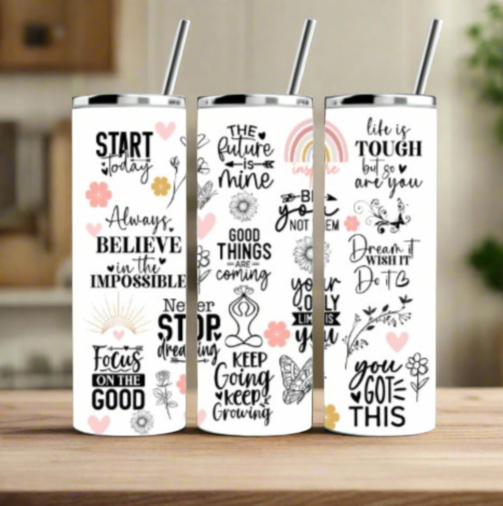 20 oz Stainless Steel Tumbler, Start Today Inspiration