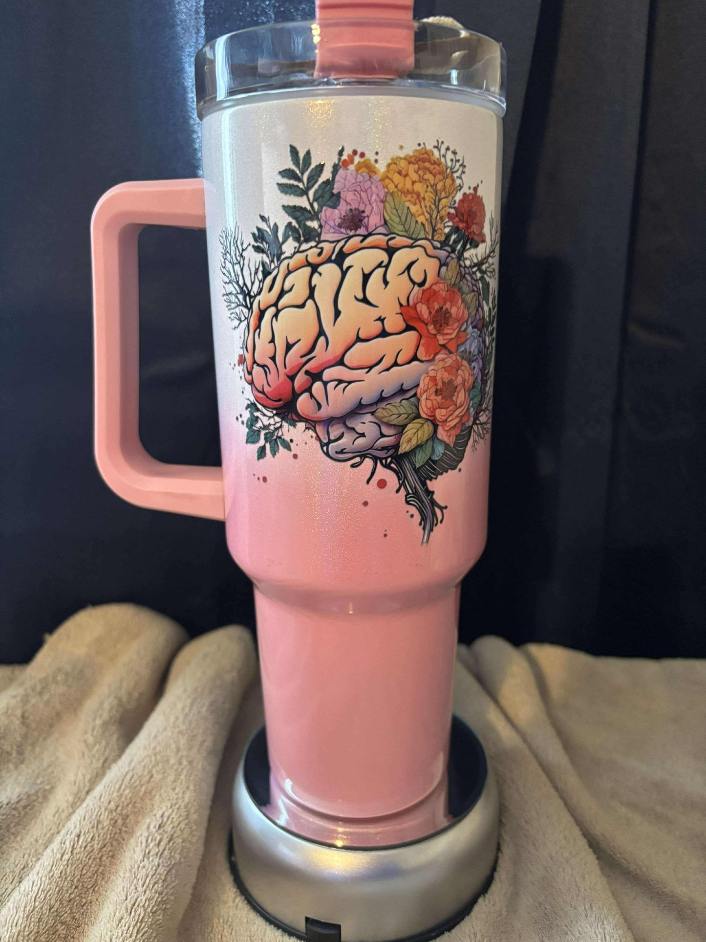 40 oz Pink Ombre tumbler, Mental Health Matters