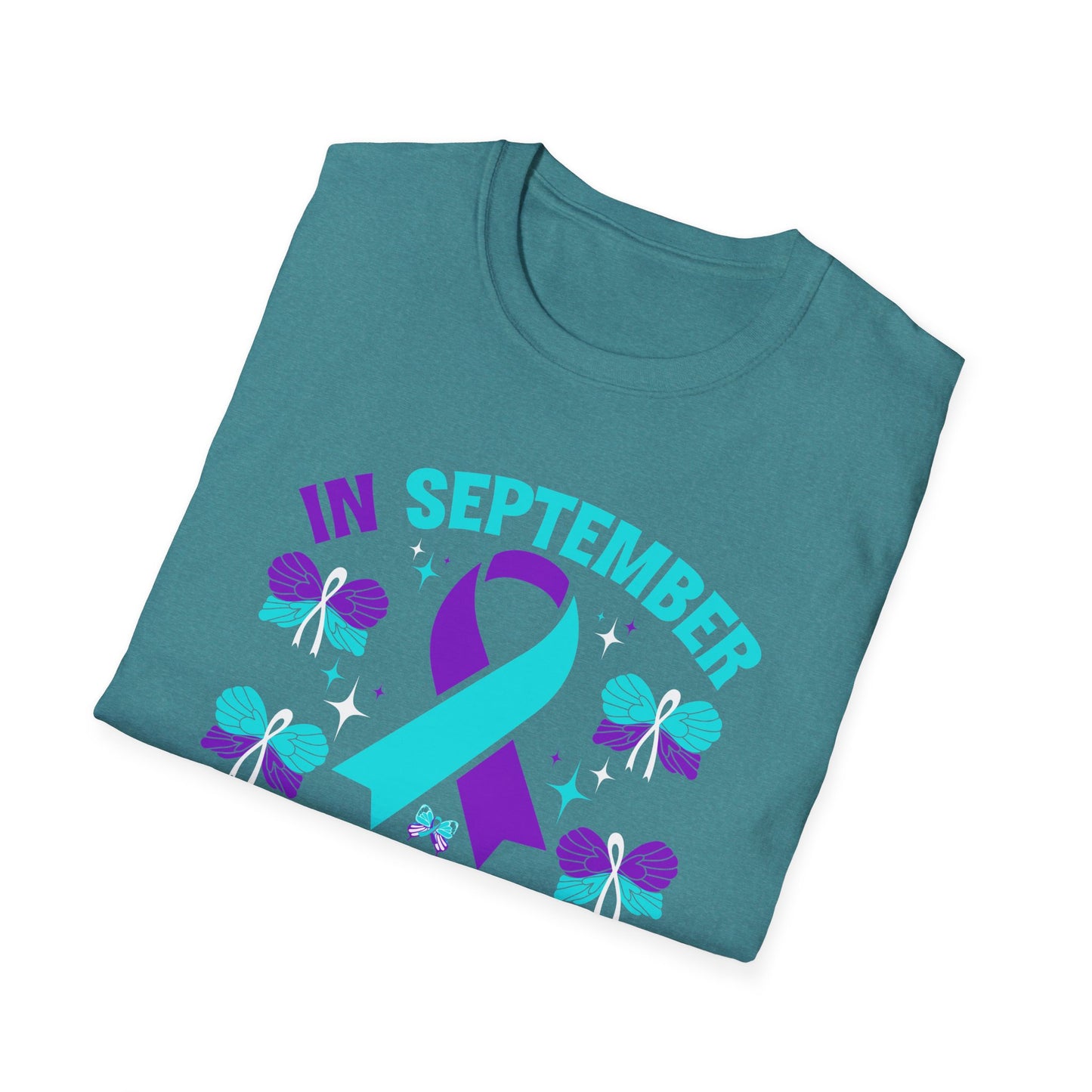 September Awareness Unisex T-Shirt - Teal & Purple Suicide Prevention Design, Support Mental Health