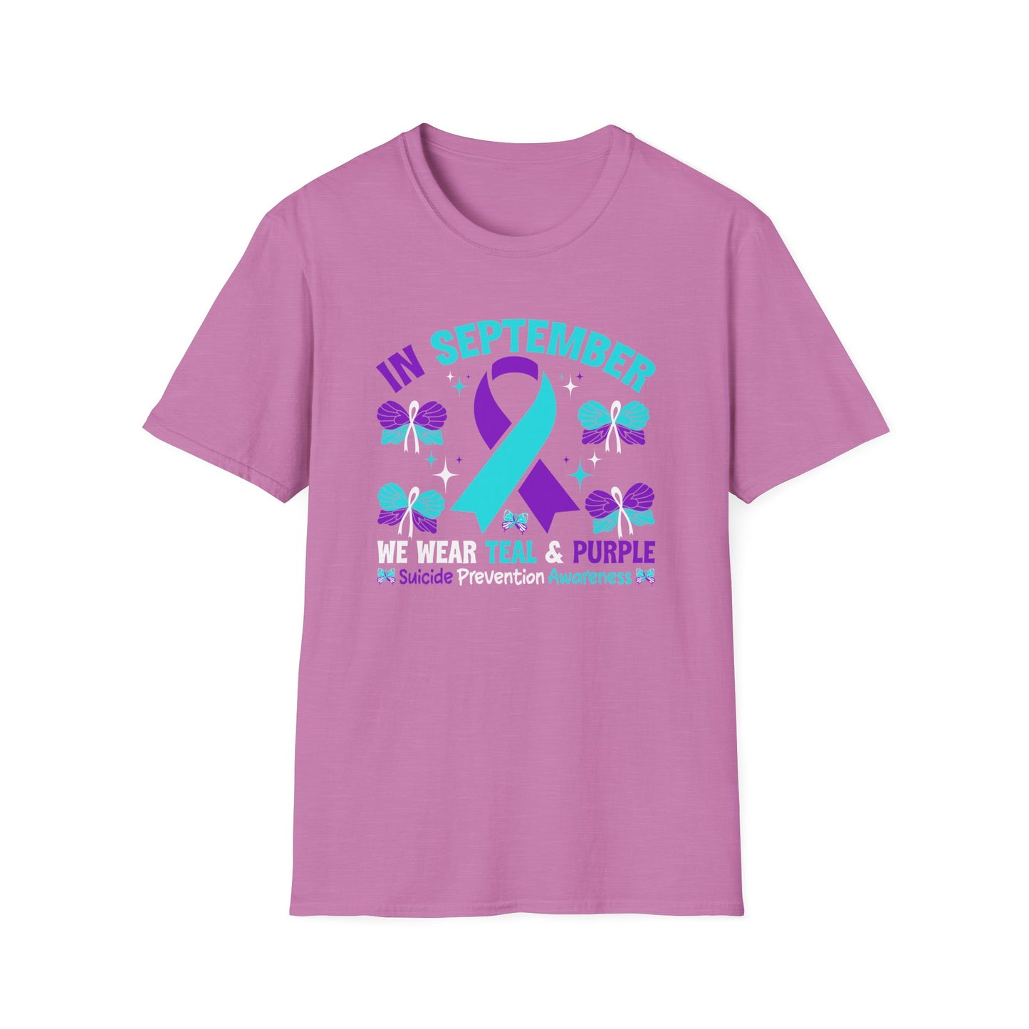 September Awareness Unisex T-Shirt - Teal & Purple Suicide Prevention Design, Support Mental Health
