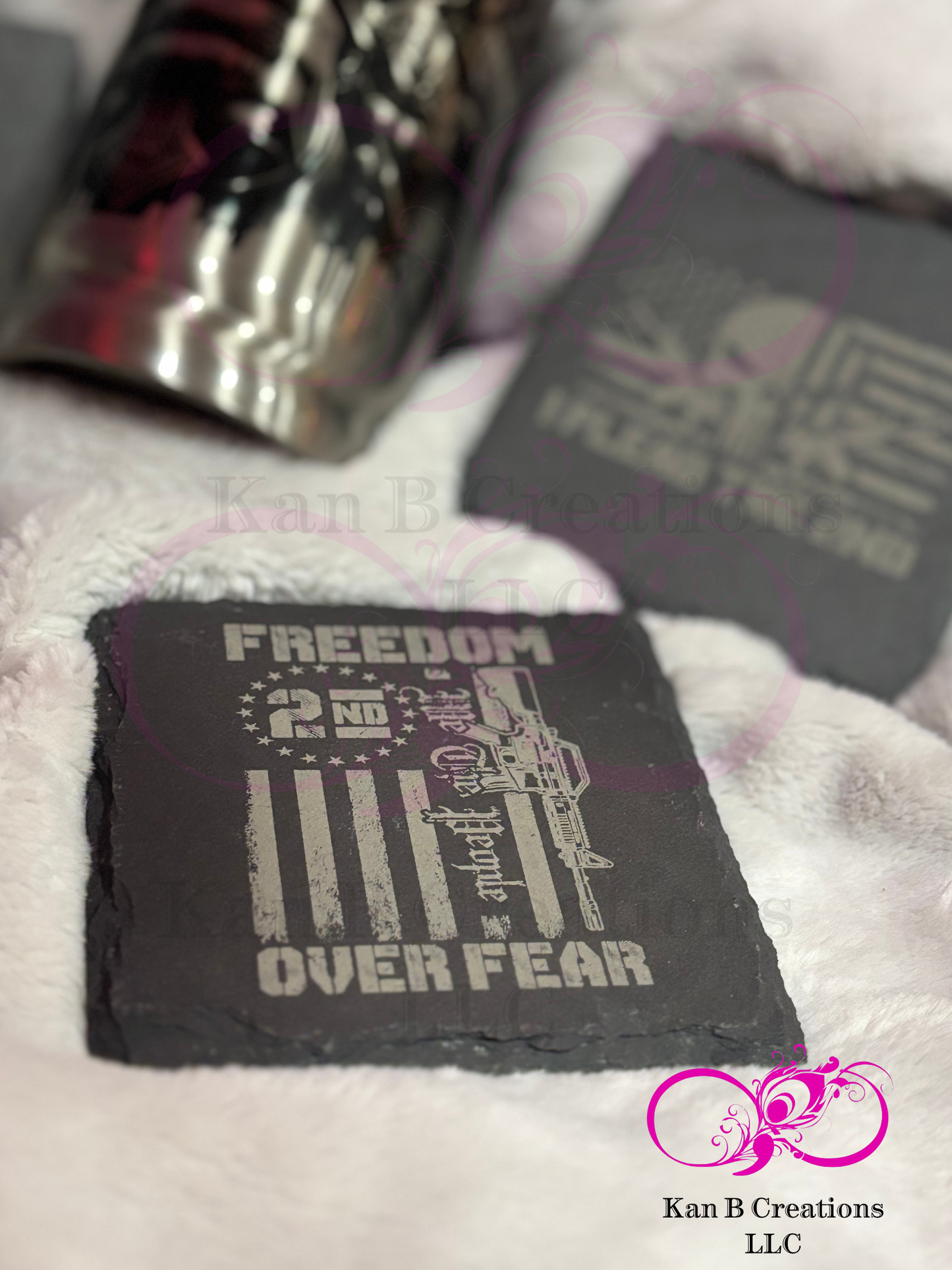 4 pack, 2nd Amendment Black Slate Coasters