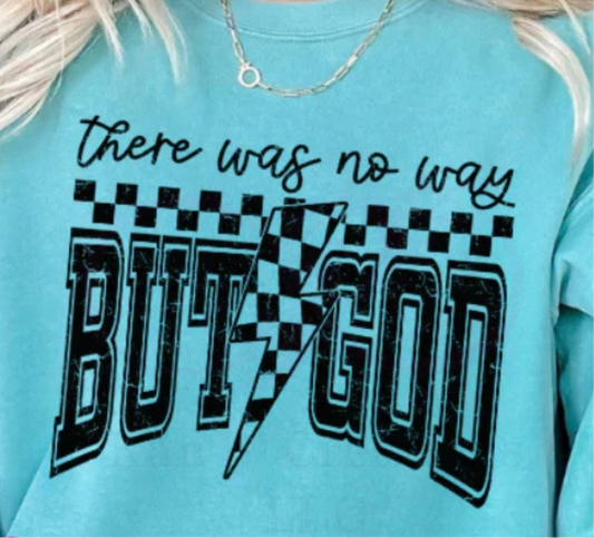 But GOD with Sleeve Print Crewneck Sweatshirt