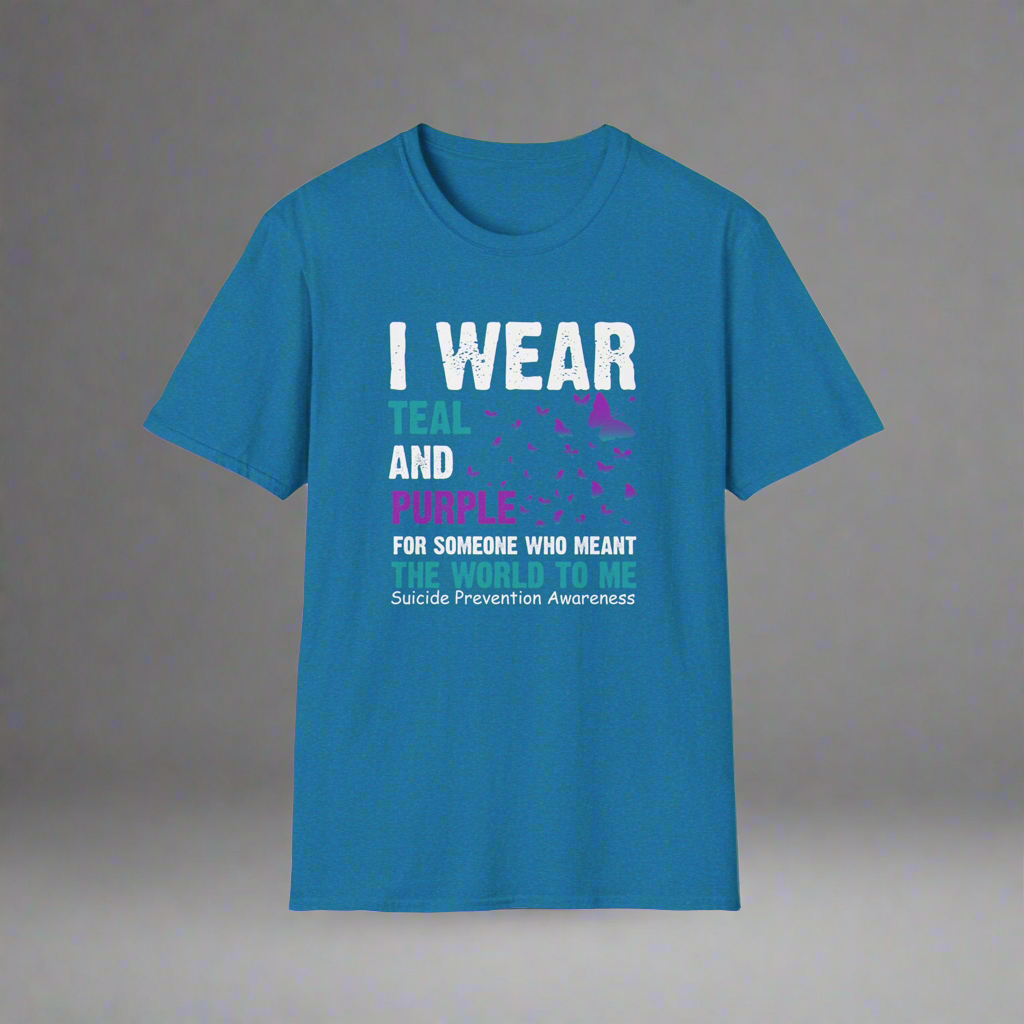 Suicide Prevention Awareness T-Shirt, Unisex Softstyle Tee, Teal and Purple Shirt, Support Mental Health, Gift for Awareness Events