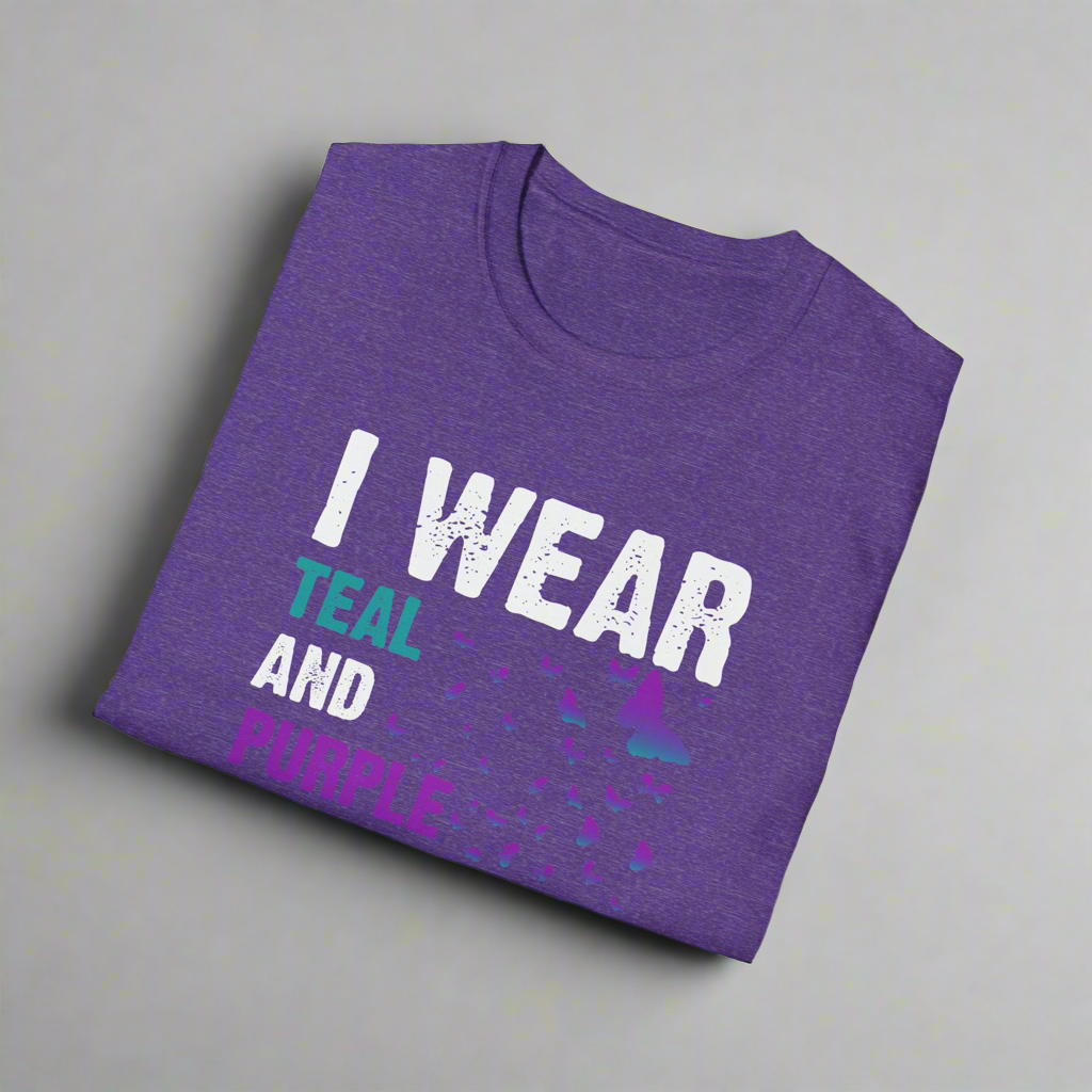 Suicide Prevention Awareness T-Shirt, Unisex Softstyle Tee, Teal and Purple Shirt, Support Mental Health, Gift for Awareness Events