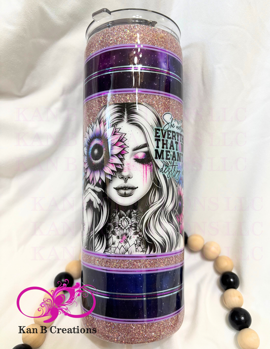 20 oz Custom Handmade Epoxy Tumbler, Custom Stainless Steel Tumbler, She Overcame