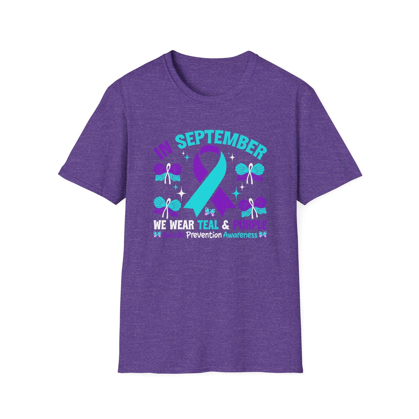 September Awareness Unisex T-Shirt - Teal & Purple Suicide Prevention Design, Support Mental Health