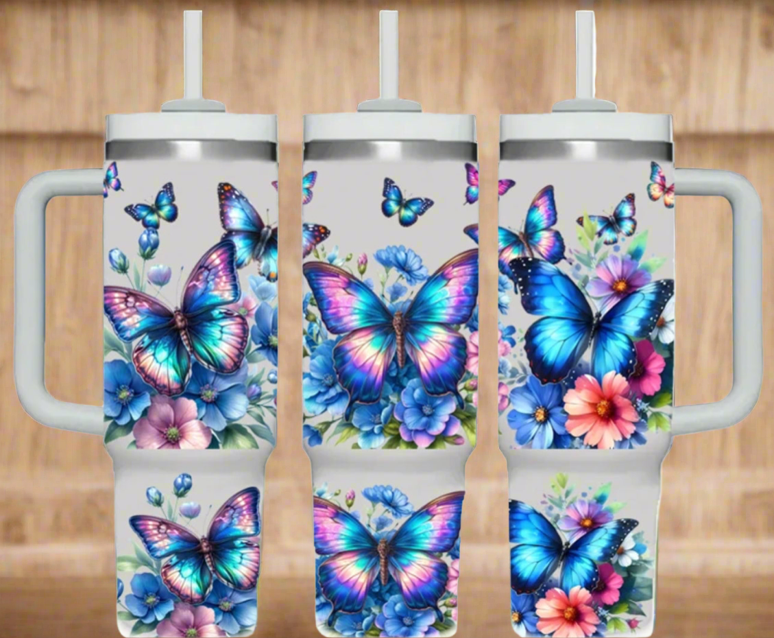 40 oz Bright Butterfly tumbler
