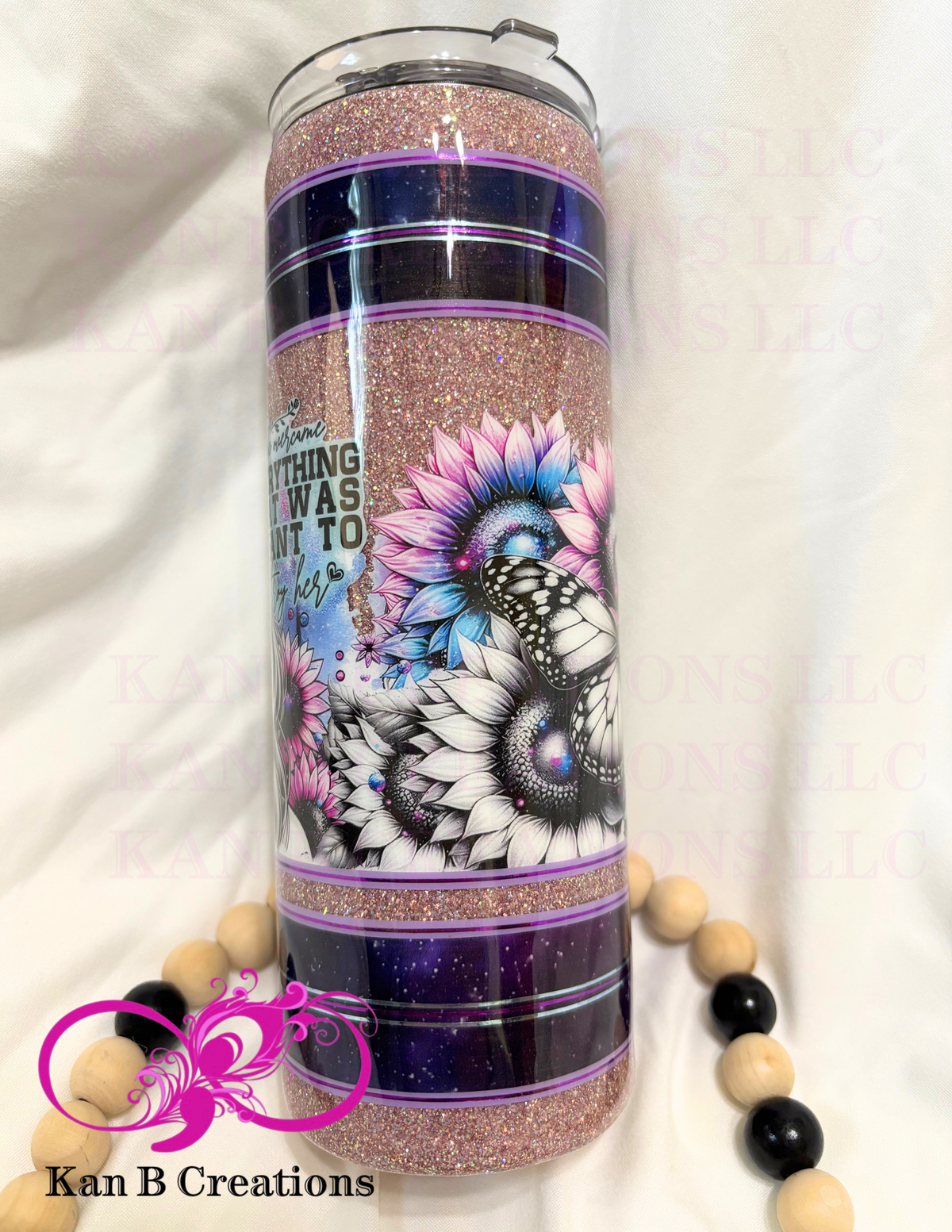 20 oz Custom Handmade Epoxy Tumbler, Custom Stainless Steel Tumbler, She Overcame