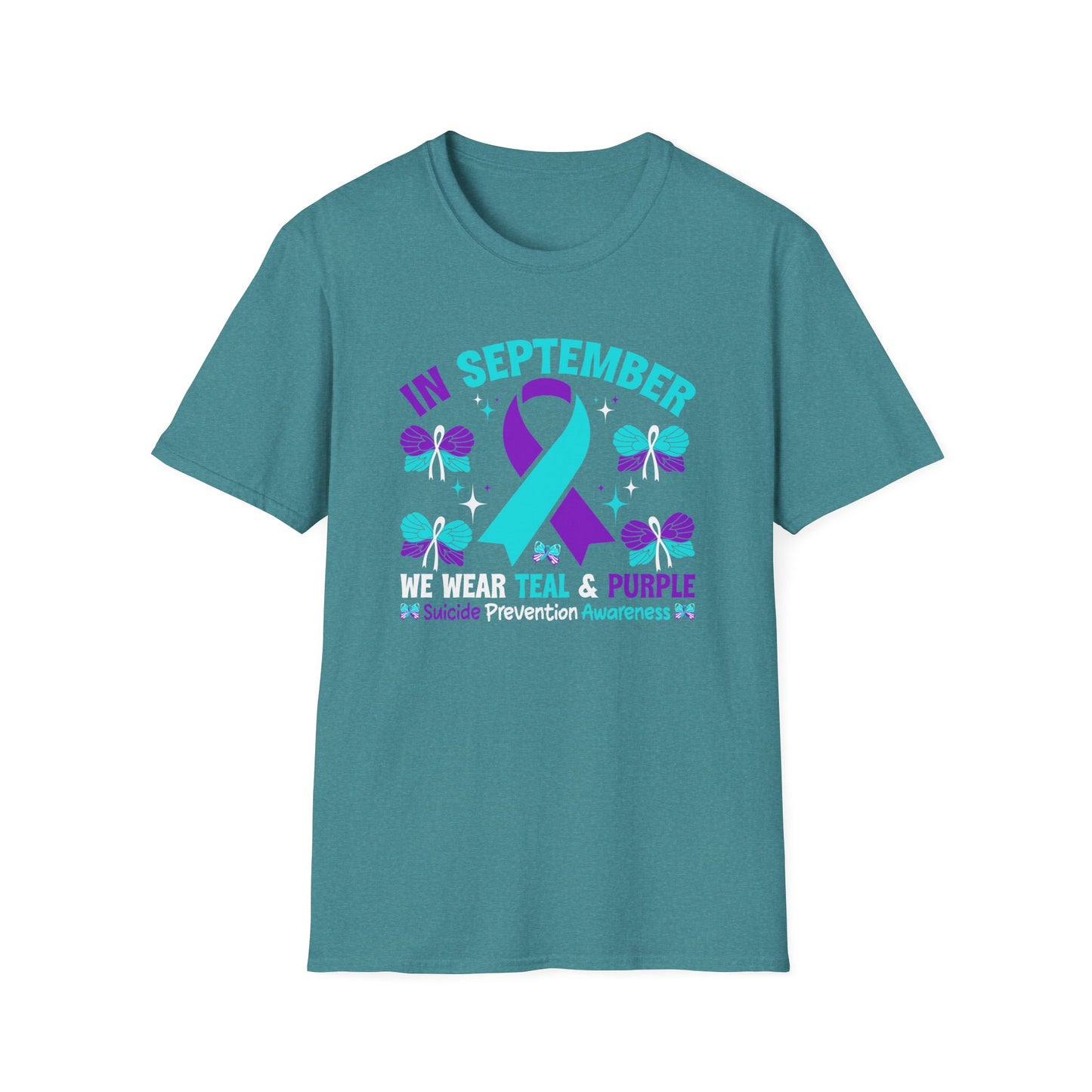 September Awareness Unisex T-Shirt - Teal & Purple Suicide Prevention Design, Support Mental Health