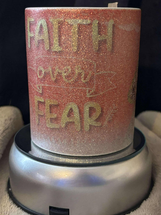 11 oz silver glitter coffee mug, Faith Over Fear