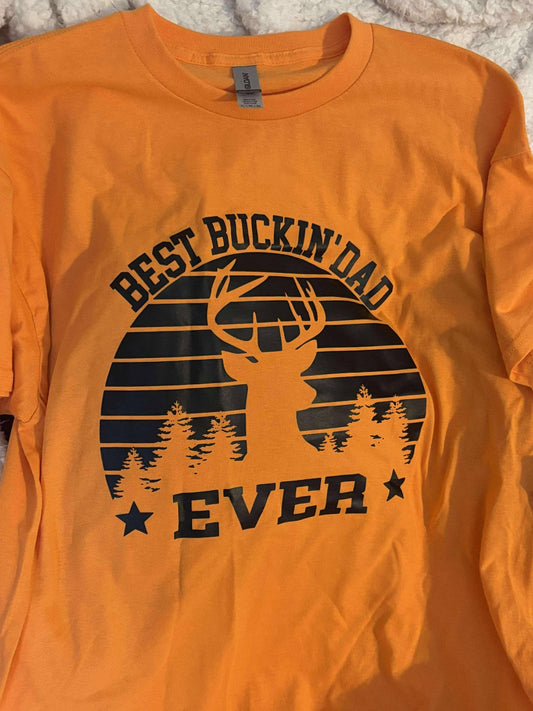 Safety Orange, Best Buckin' Dad t-shirt, Size Xlg
