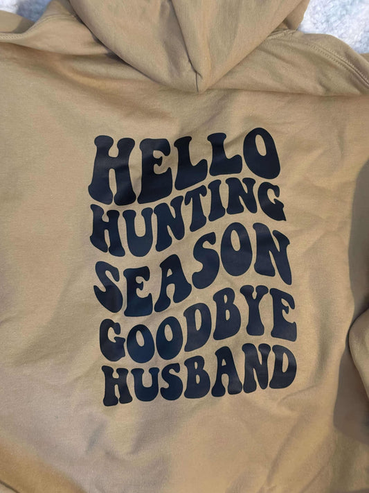 Sand, Hello Hunting Season hoodie; size Xlg