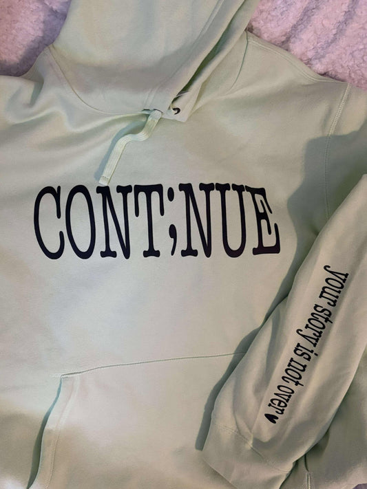 Mint, Continue with sleeve print Hoodie; Size Xlg