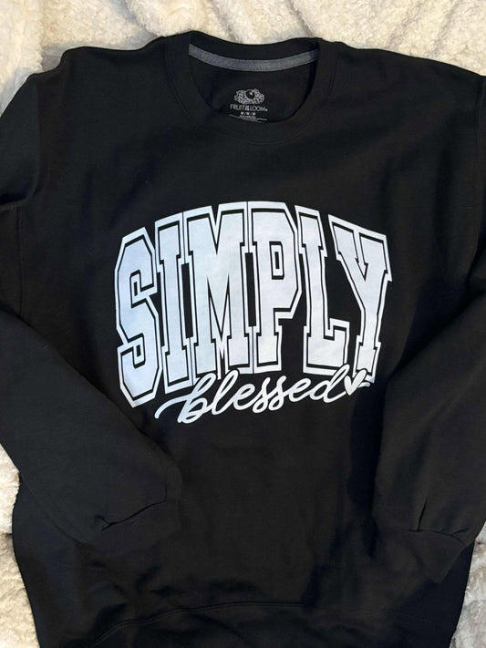 Black, Simply Blessed Crewneck Sweatshirt; Size Medium