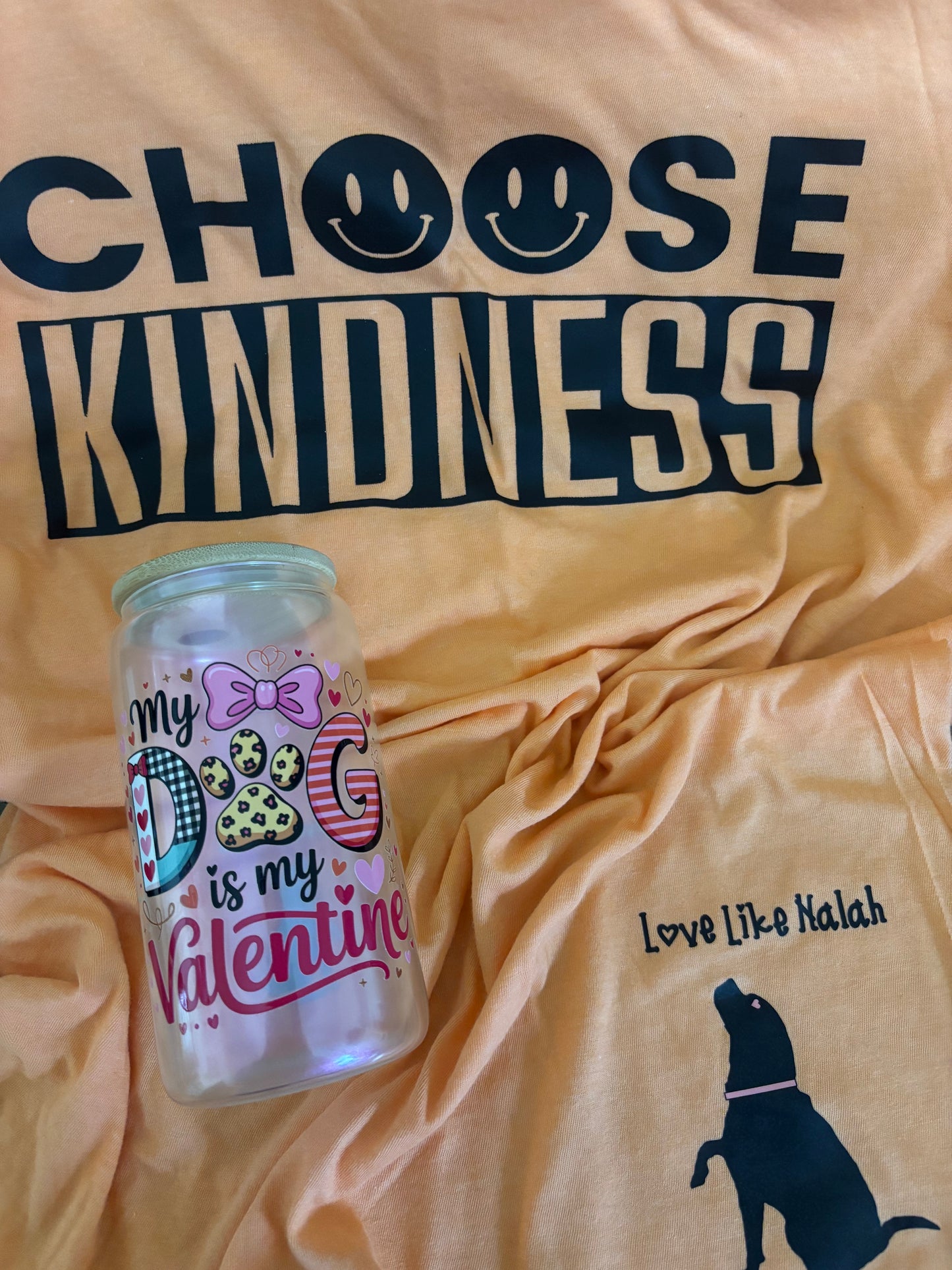 16 oz My Dog Is My Valentine glass can