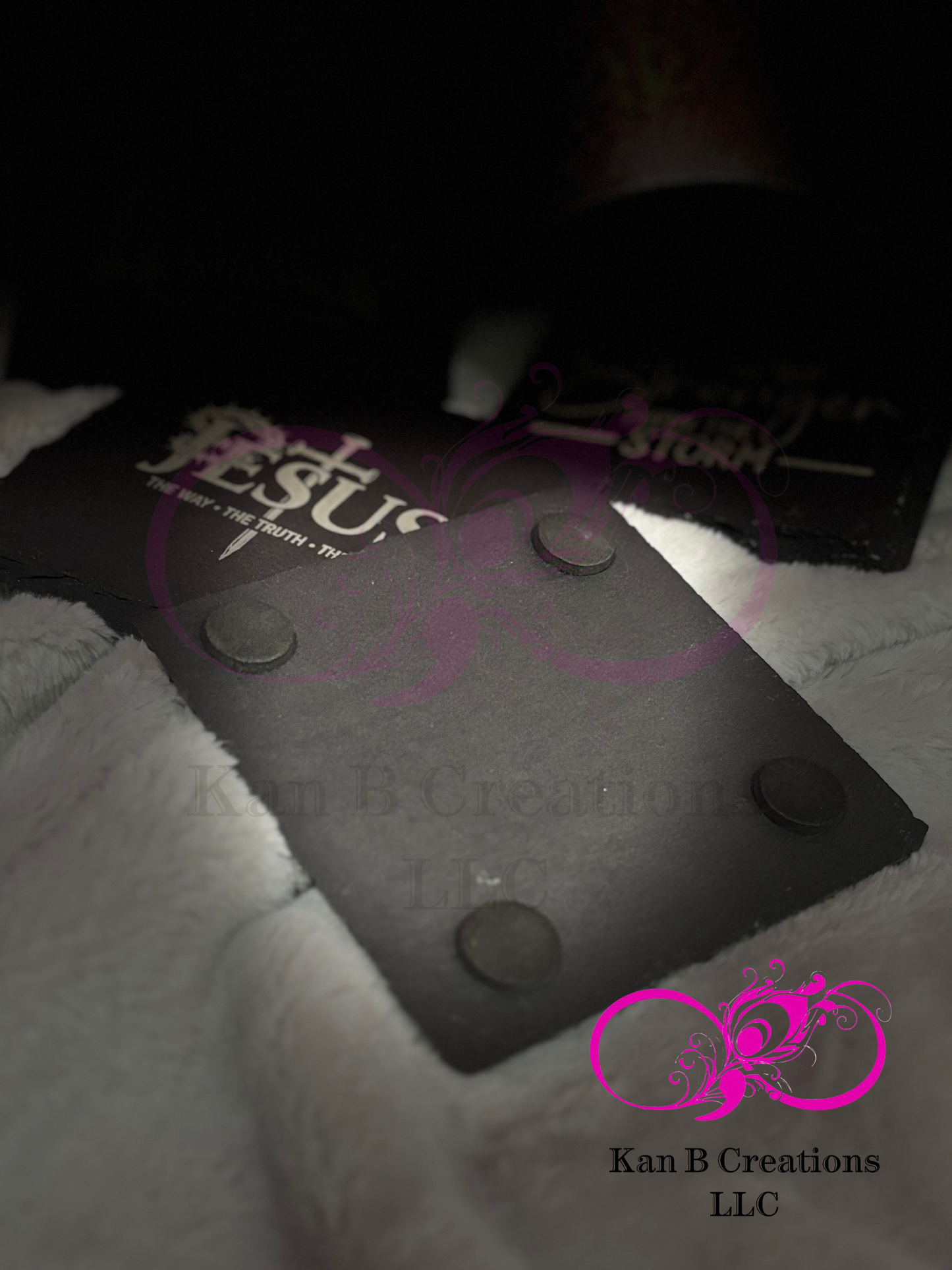 4 pack, Faith inspired Black Slate Coasters