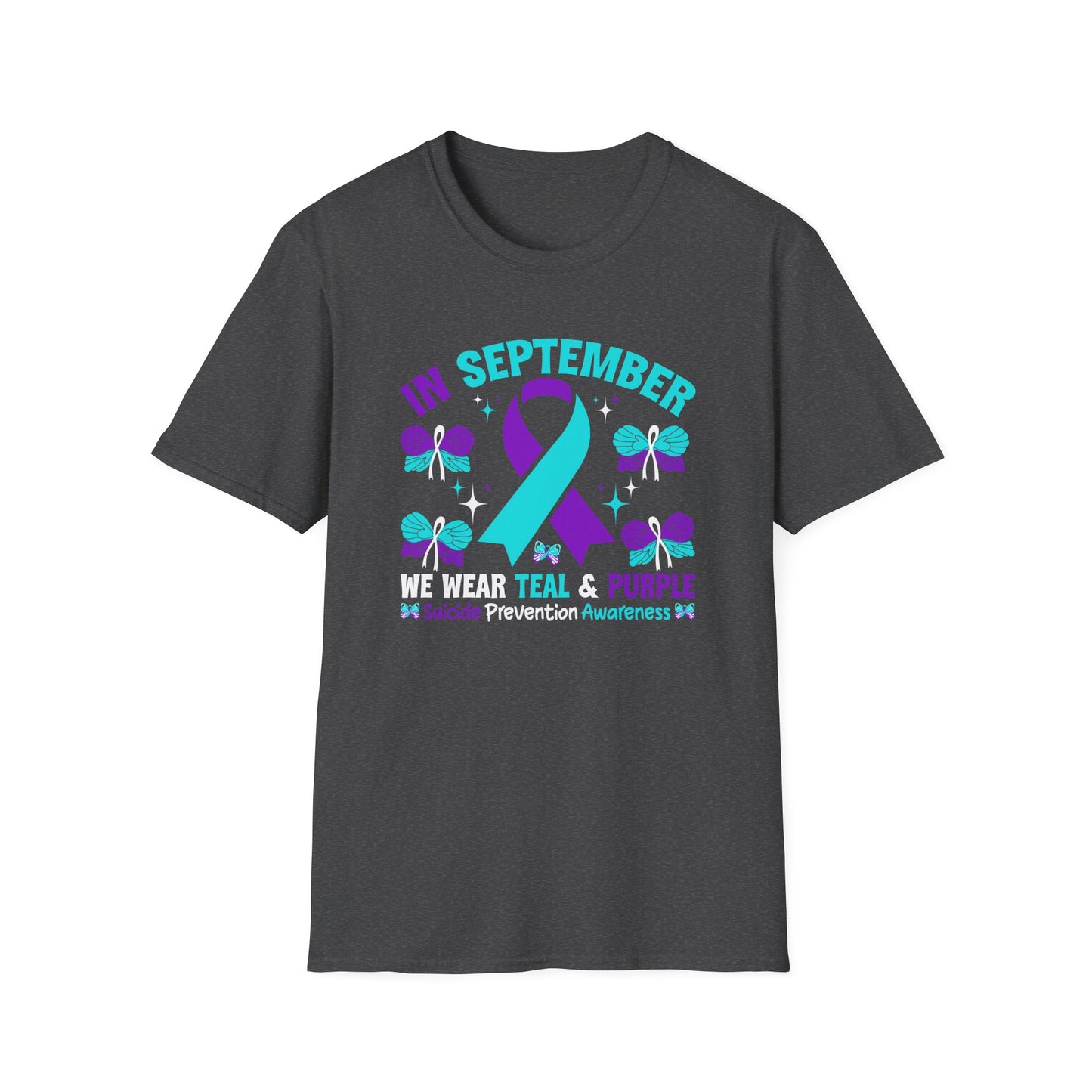 September Awareness Unisex T-Shirt - Teal & Purple Suicide Prevention Design, Support Mental Health