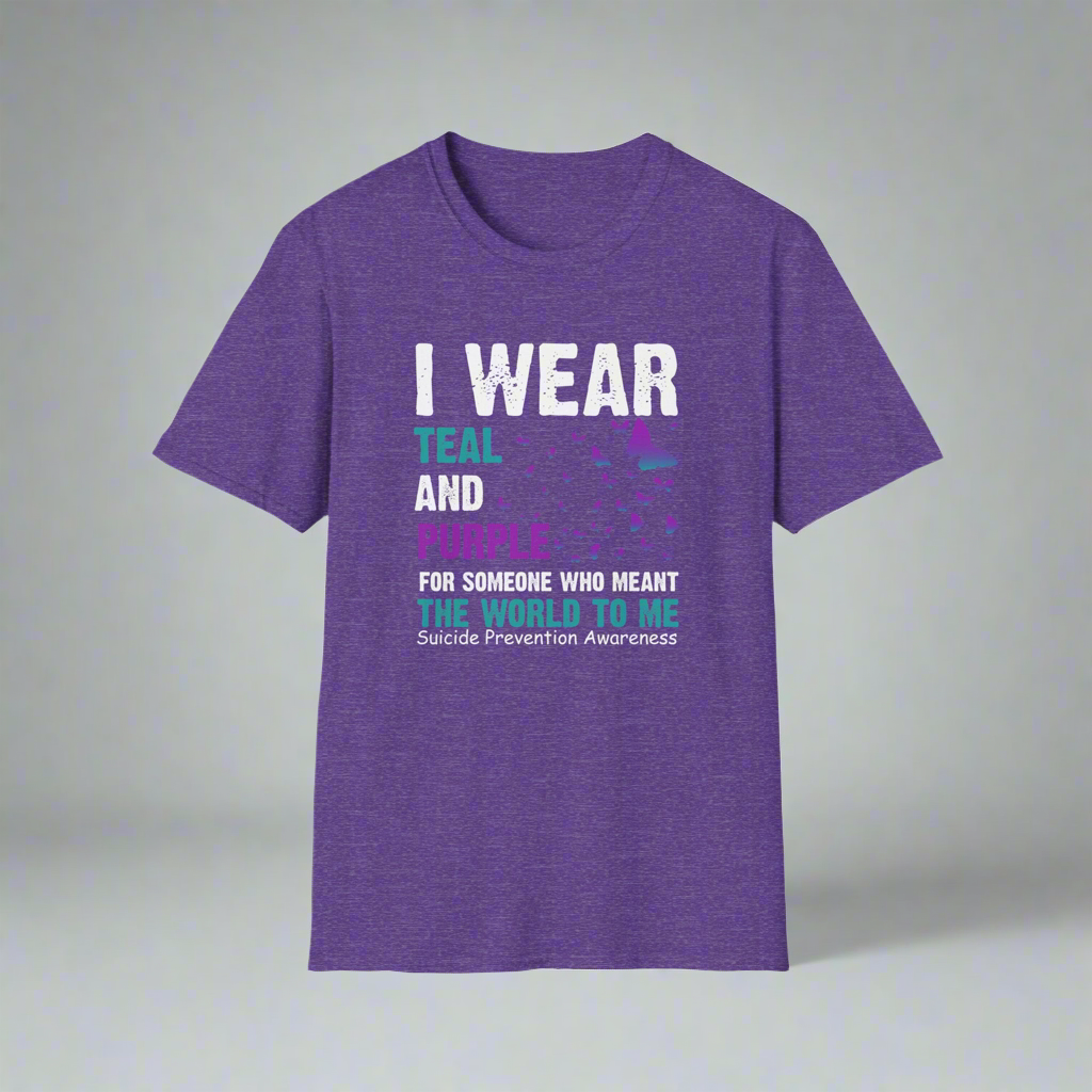 Suicide Prevention Awareness T-Shirt, Unisex Softstyle Tee, Teal and Purple Shirt, Support Mental Health, Gift for Awareness Events