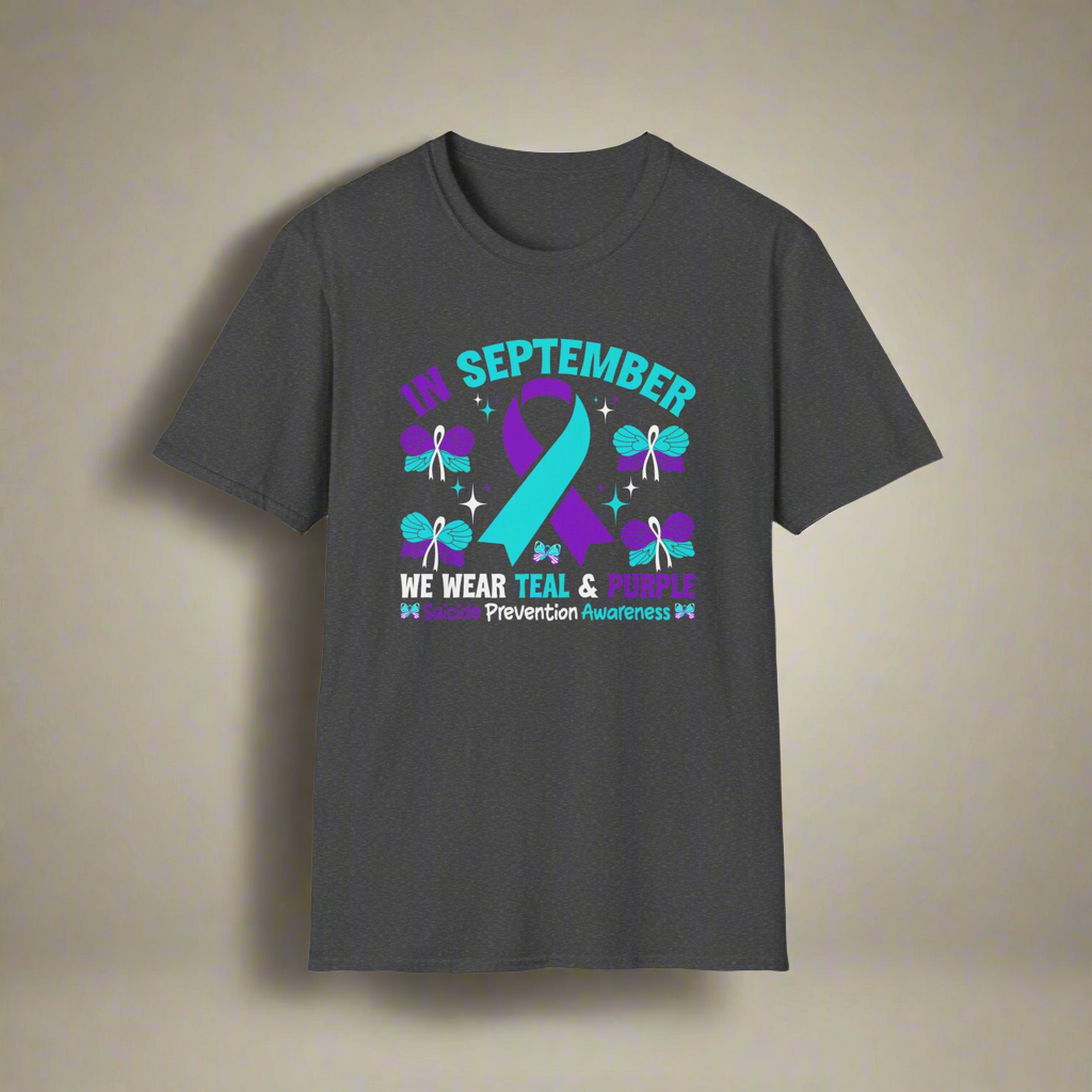 September Awareness Unisex T-Shirt - Teal & Purple Suicide Prevention Design, Support Mental Health