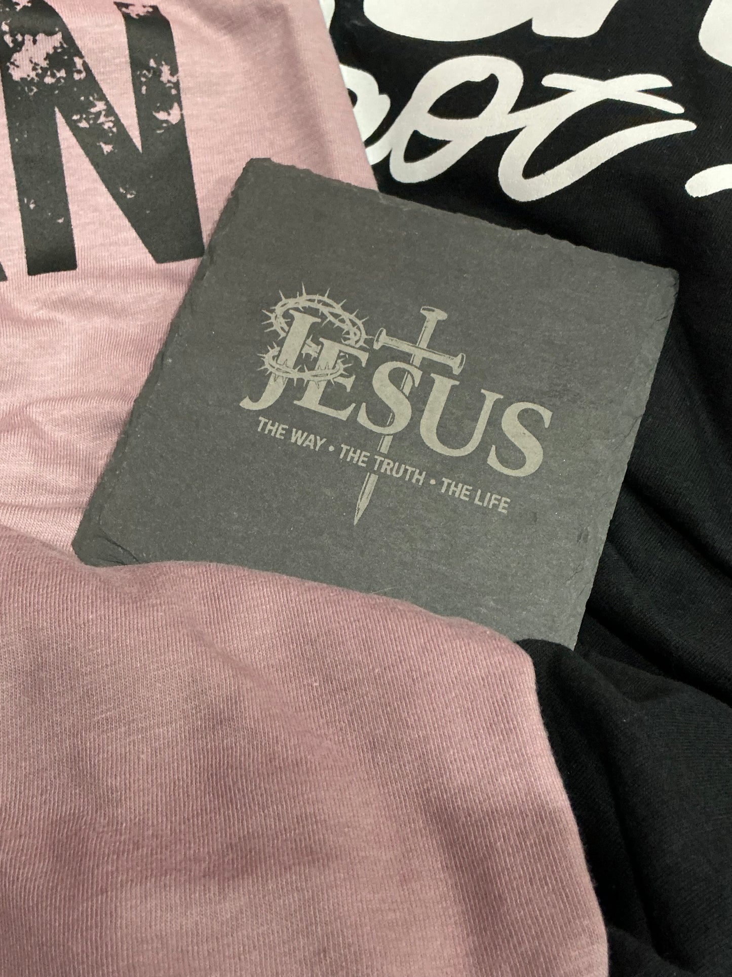 Faith Inspired, Black Slate Coaster, Single