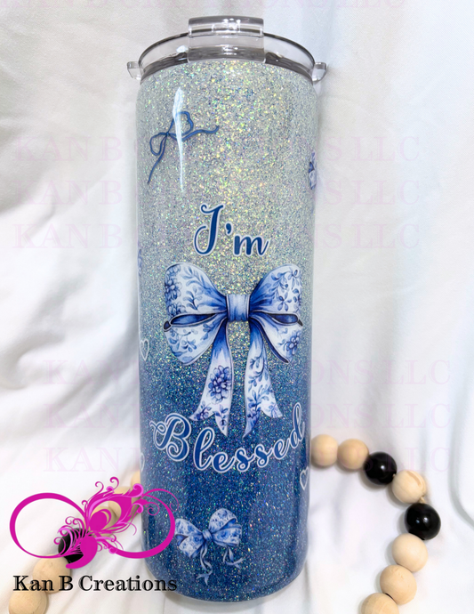 20 oz Custom Handmade Epoxy Tumbler, Custom Stainless Steel Tumbler, I am Blessed
