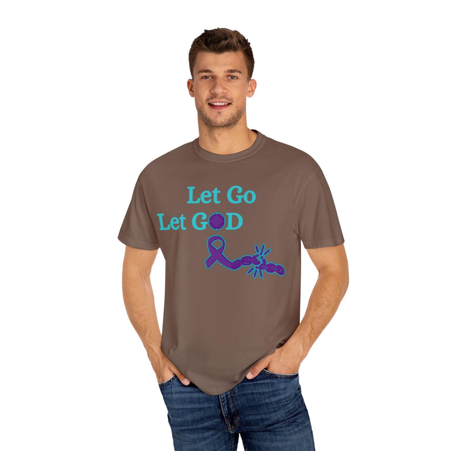 Spiritual T-Shirt in Earthy Tones, Let Go Let God, Motivational Tee for Faith Lovers, Inspirational Gift