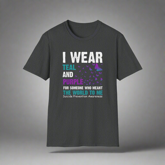 Suicide Prevention Awareness T-Shirt, Unisex Softstyle Tee, Teal and Purple Shirt, Support Mental Health, Gift for Awareness Events