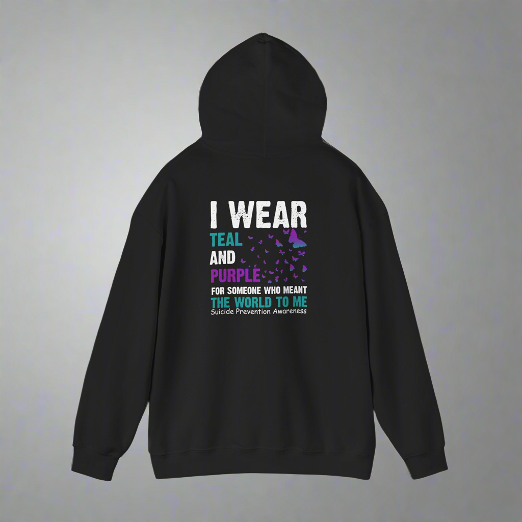 Inspirational Unisex Hoodie for Mental Health Awareness, Teal Purple Ribbon, Self-Care Gift, Comfort Wear, Motivational Fashion