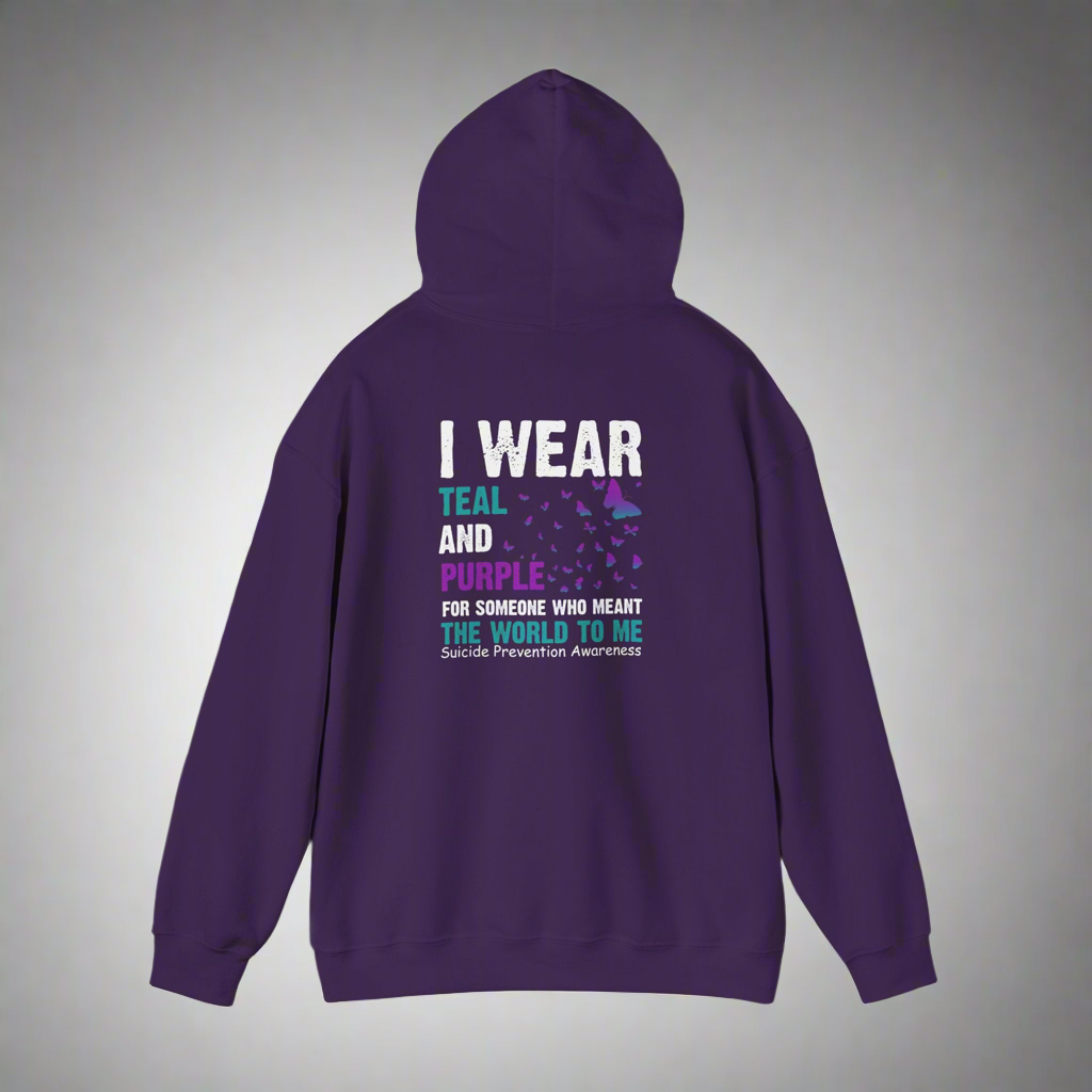 Inspirational Unisex Hoodie for Mental Health Awareness, Teal Purple Ribbon, Self-Care Gift, Comfort Wear, Motivational Fashion