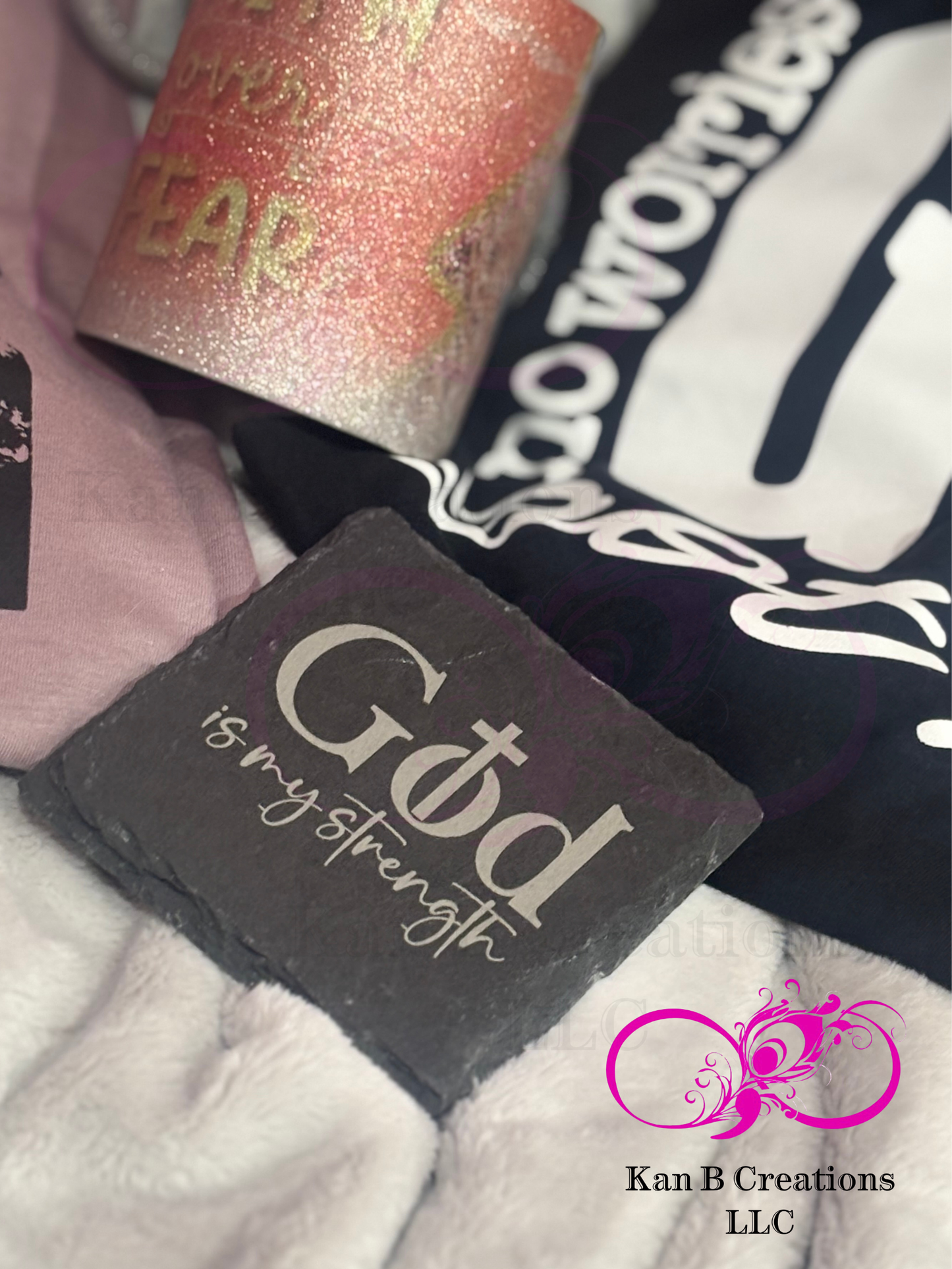 4 pack, Faith inspired Black Slate Coasters