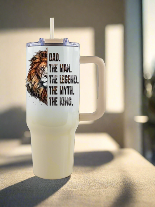 40 oz Dad The Man, The Myth (light lion)sand ombre tumbler