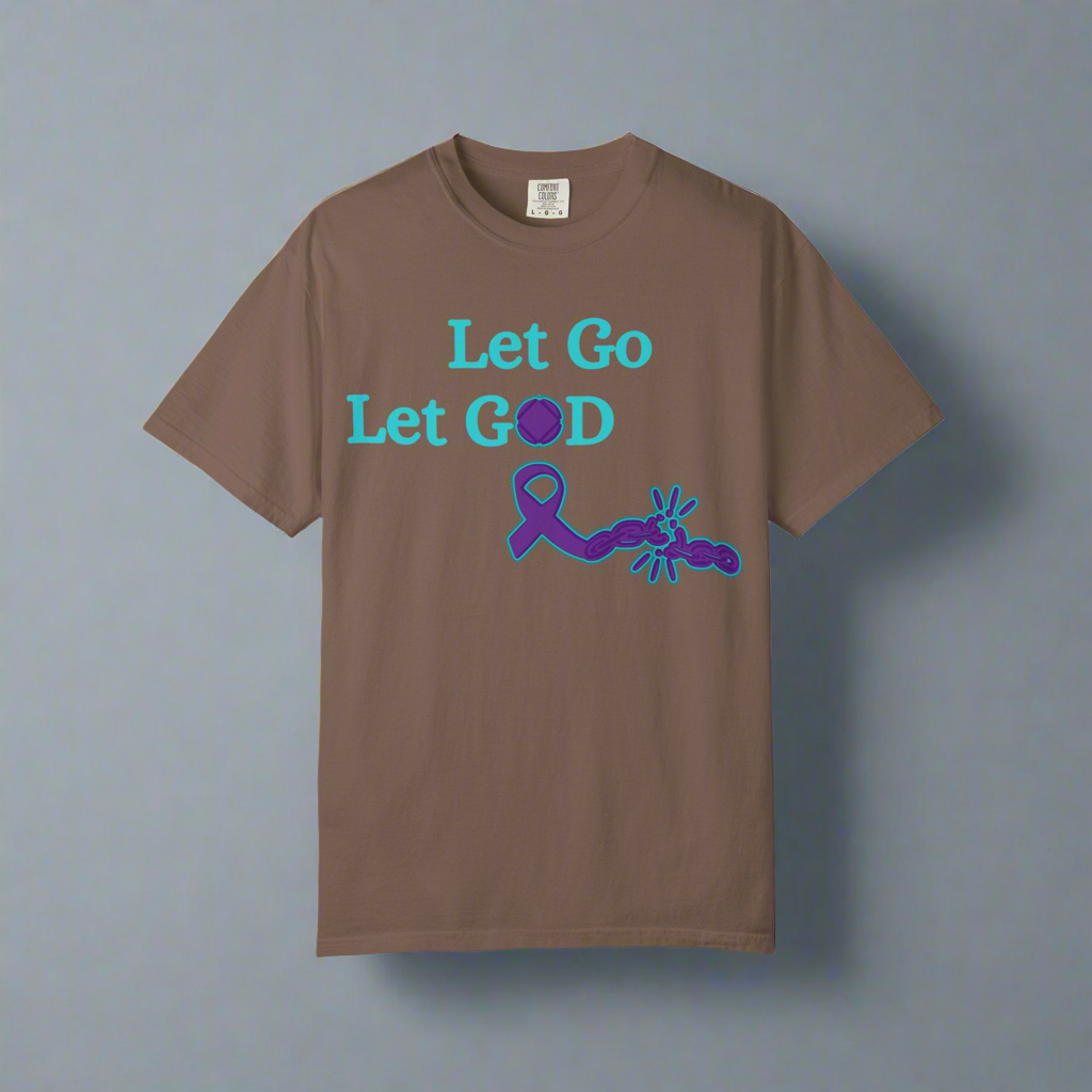 Spiritual T-Shirt in Earthy Tones, Let Go Let God, Motivational Tee for Faith Lovers, Inspirational Gift