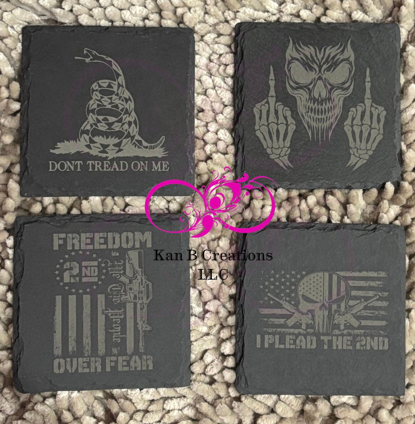 4 pack, 2nd Amendment Black Slate Coasters