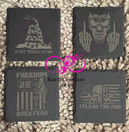 2nd Amendment Black Slate Coaster, Single