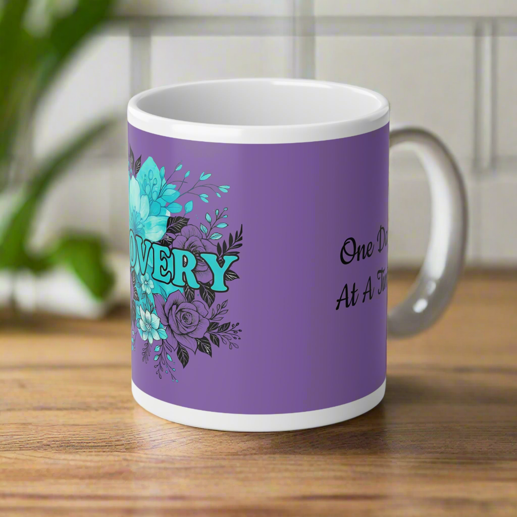 Floral Recovery Jumbo Mug | 20oz Coffee Cup for Self-Care | Inspirational Gift | Tea Lover's Mug | Cosy Home Decor | Relaxation
