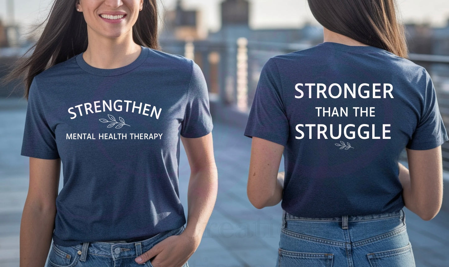 Custom Front/Back design tshirt, Heather Navy